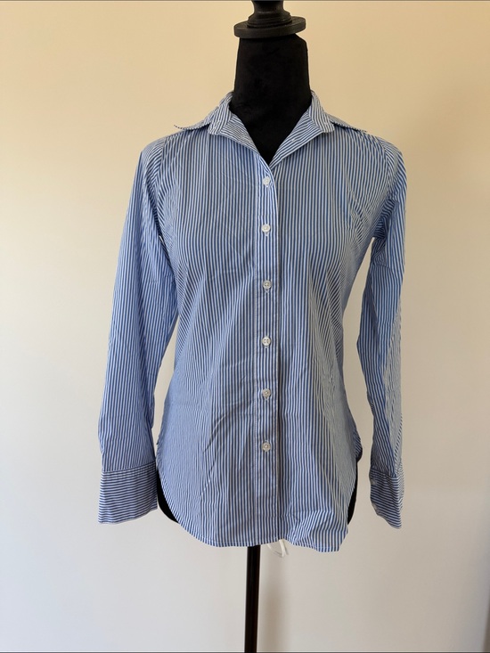 Ann Taylor Tops - Ann Taylor Blue and White Striped Button-Down Shirt